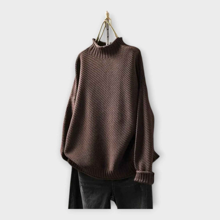 Strikpullover med Høj Krave