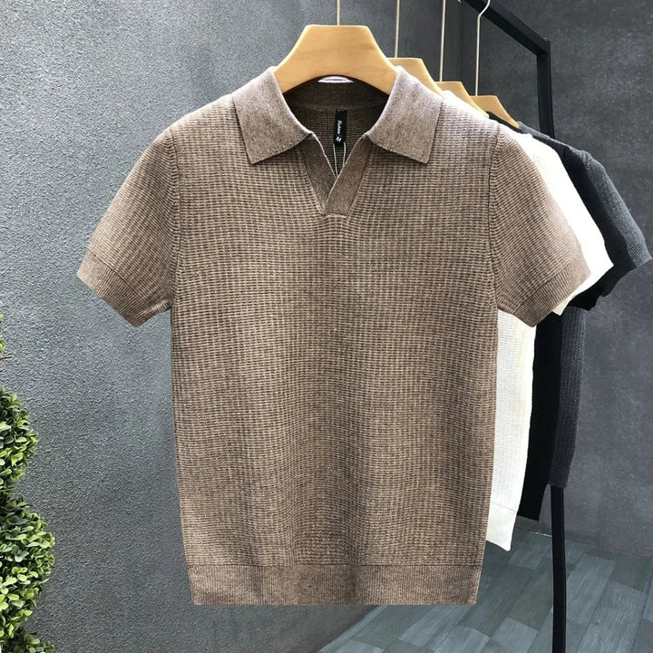 Åndbar Strikket Polo Shirt