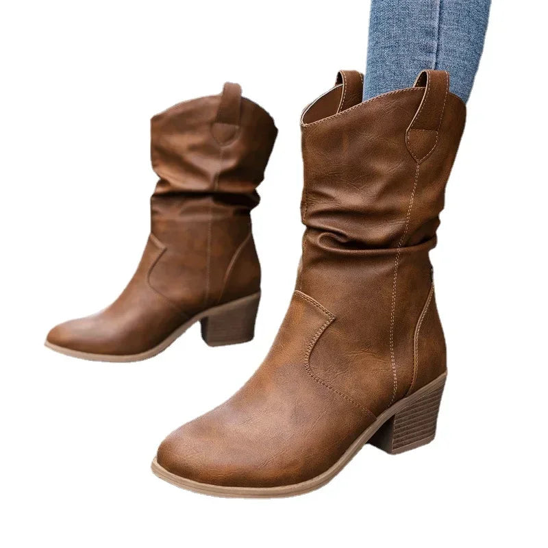 Klassiske Mid-Calf Western Støvler