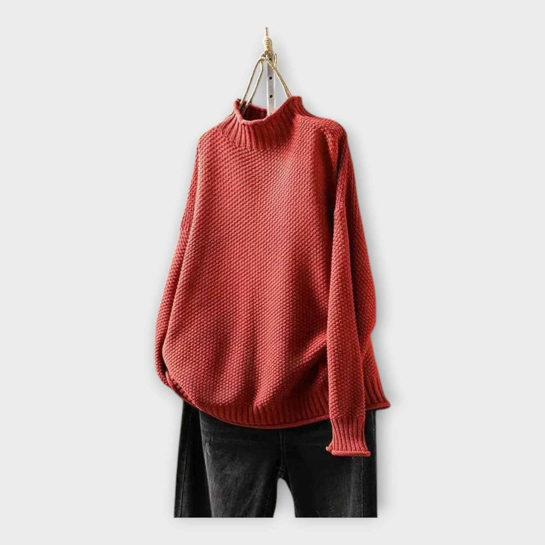 Strikpullover med Høj Krave