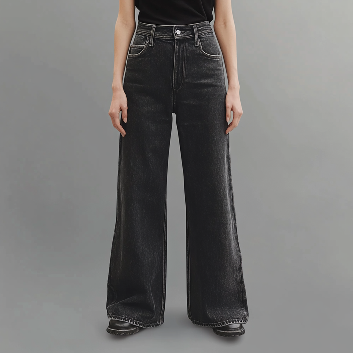 Sort Jeans Med Vidde Ben