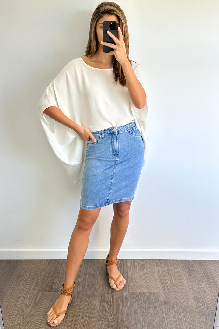 Tess Denim Nederdel - Lys Denim