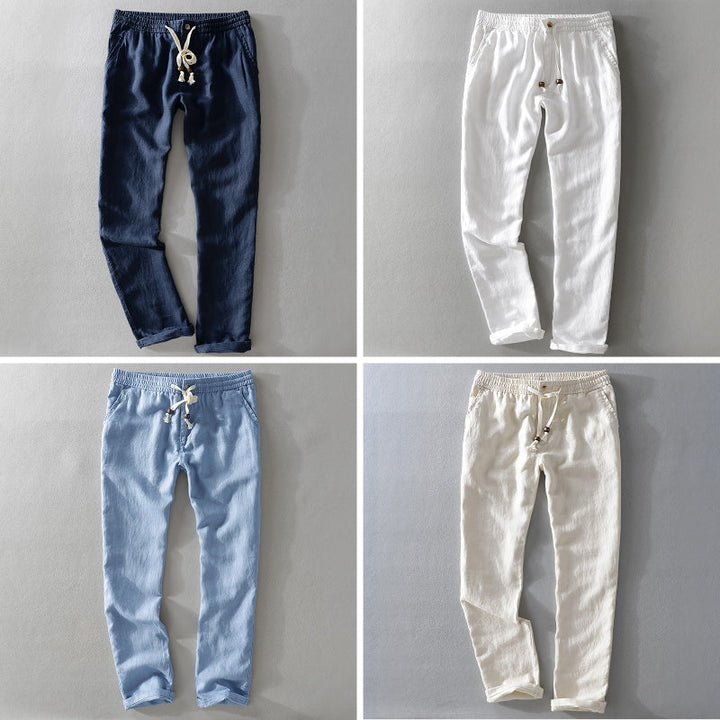 Harrington 100% Linned Bukser med Behagelig Talje