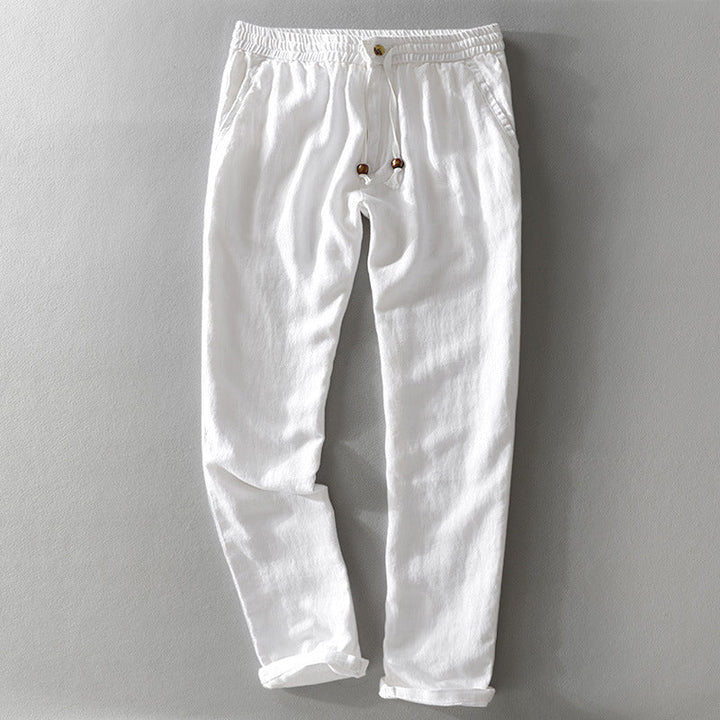 Harrington 100% Linned Bukser med Behagelig Talje
