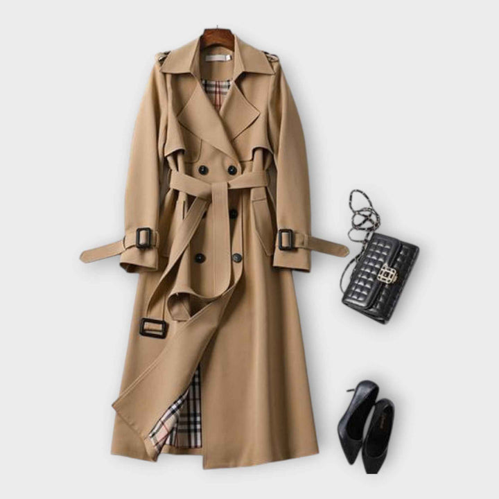 Klassisk Lang Trench Coat med Bælte