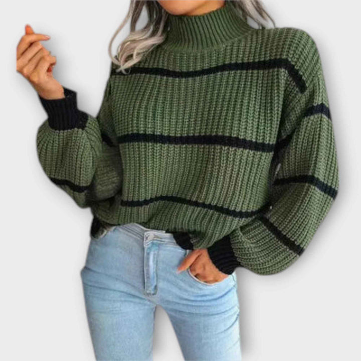 Chavala - Pullover med Rullekrave og Striber