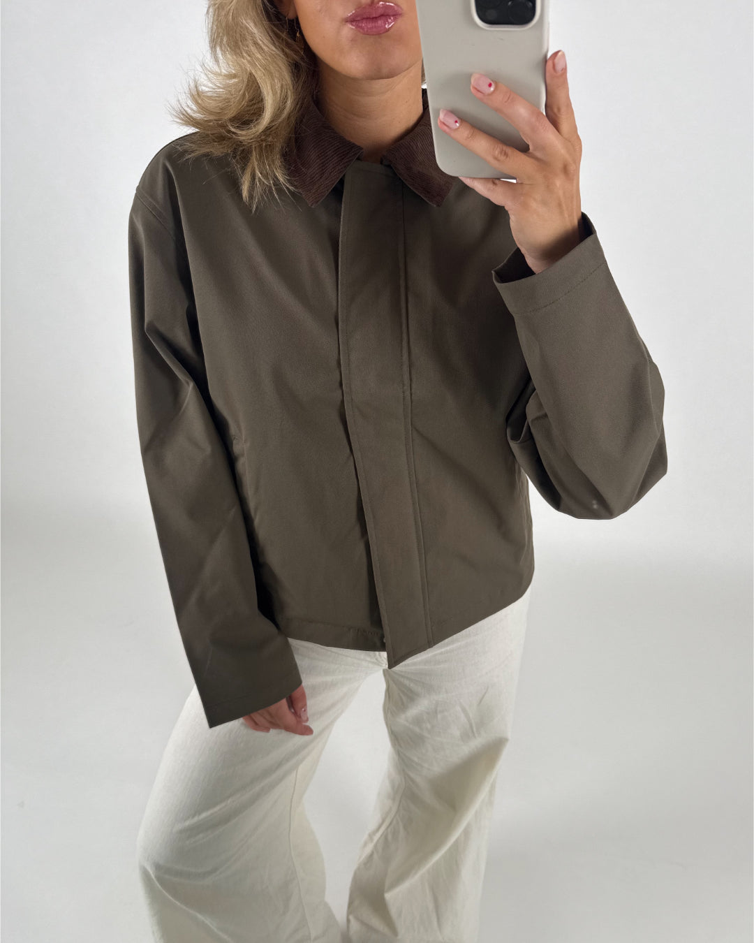 WILMA kort trenchcoat, kaki