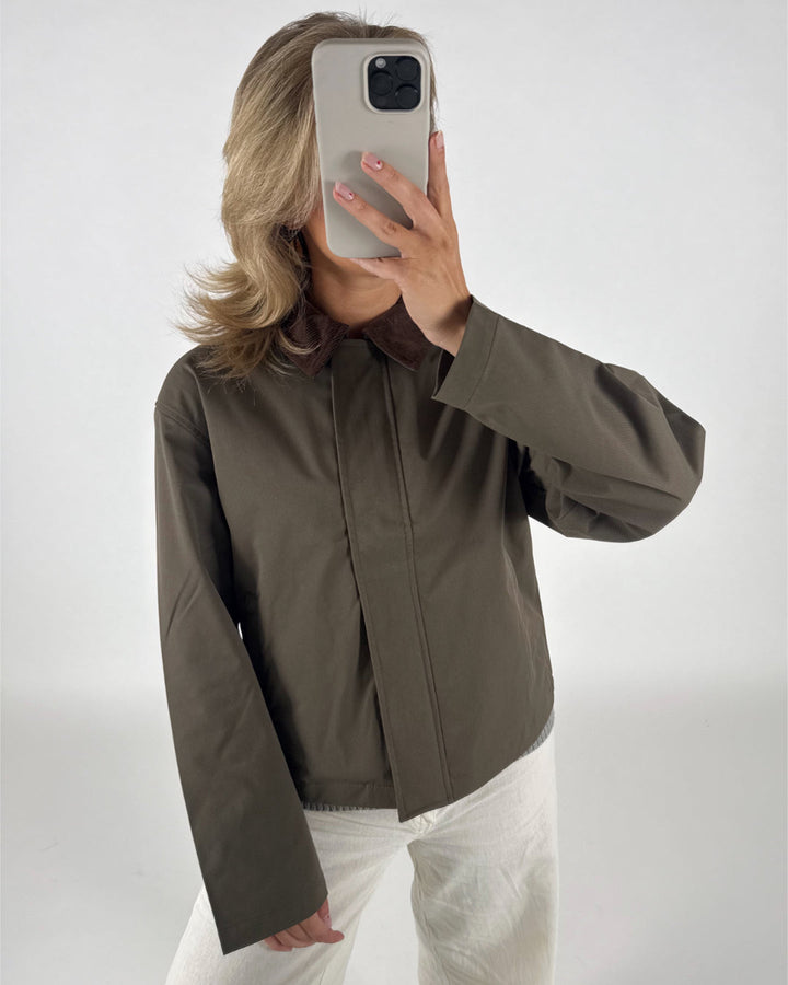 WILMA kort trenchcoat, kaki