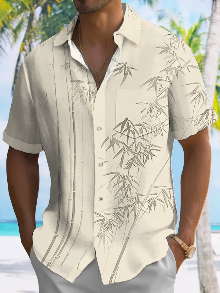 Alohadaddy Summer Plant Bamboo Tropical Casual Vacation Shirt