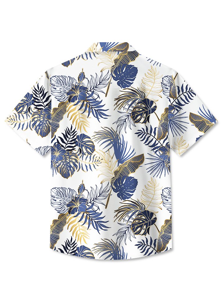 Alohadaddy Men's Hawaiian Resort Tropical Floral Gold Beach Aloha Shirt
