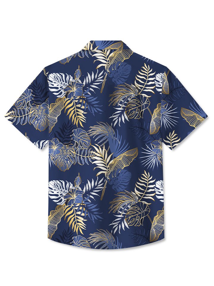 Alohadaddy Men's Hawaiian Resort Tropical Floral Gold Beach Aloha Shirt