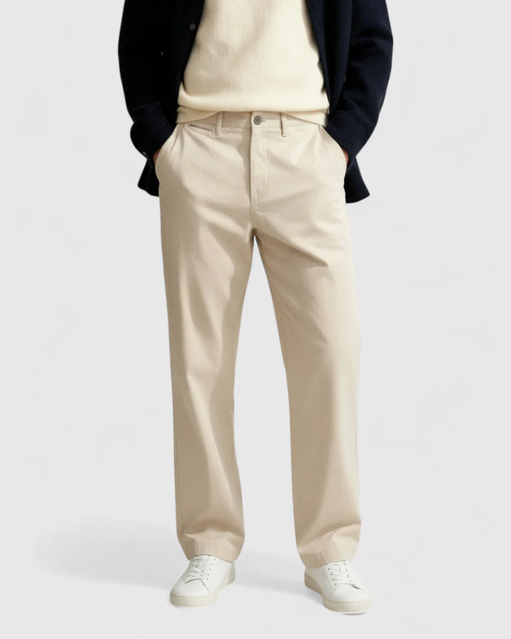 Herre Chinos i Sandy Beige – Løs Pasform