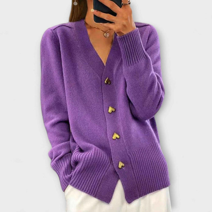 Marij – Dame sweater med V-hals i vintage stil