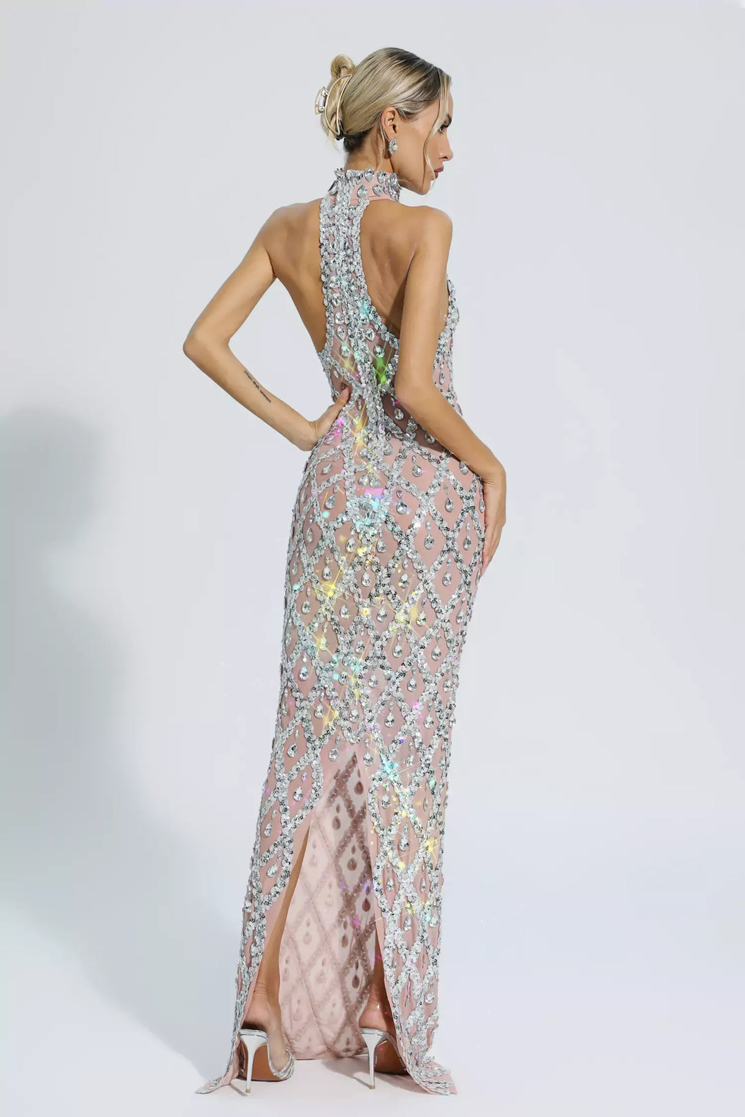 Cate Silver Diamond Maxi Dress