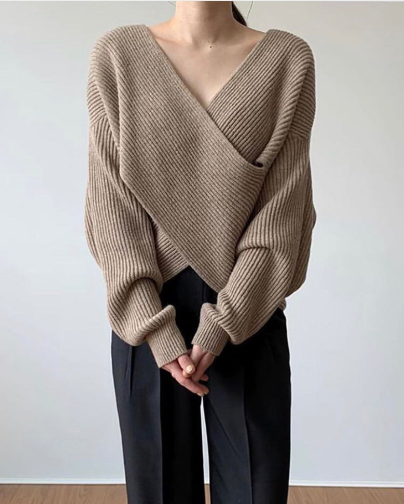 Elegant tværstrikket trøje
