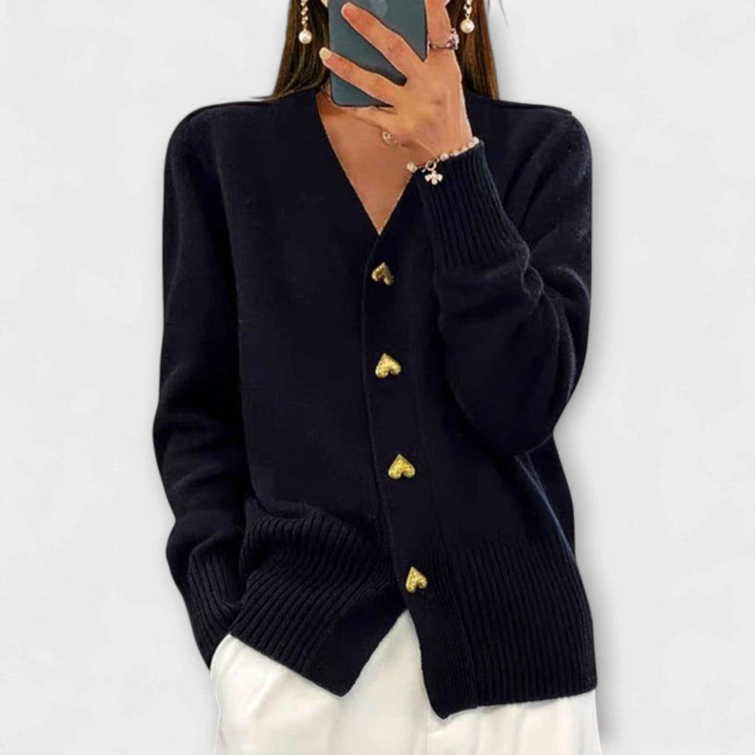 Marij – Dame sweater med V-hals i vintage stil