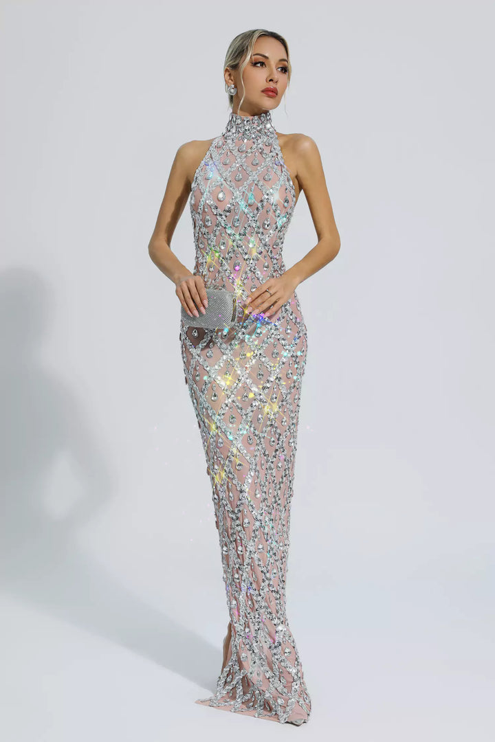 Cate Silver Diamond Maxi Dress