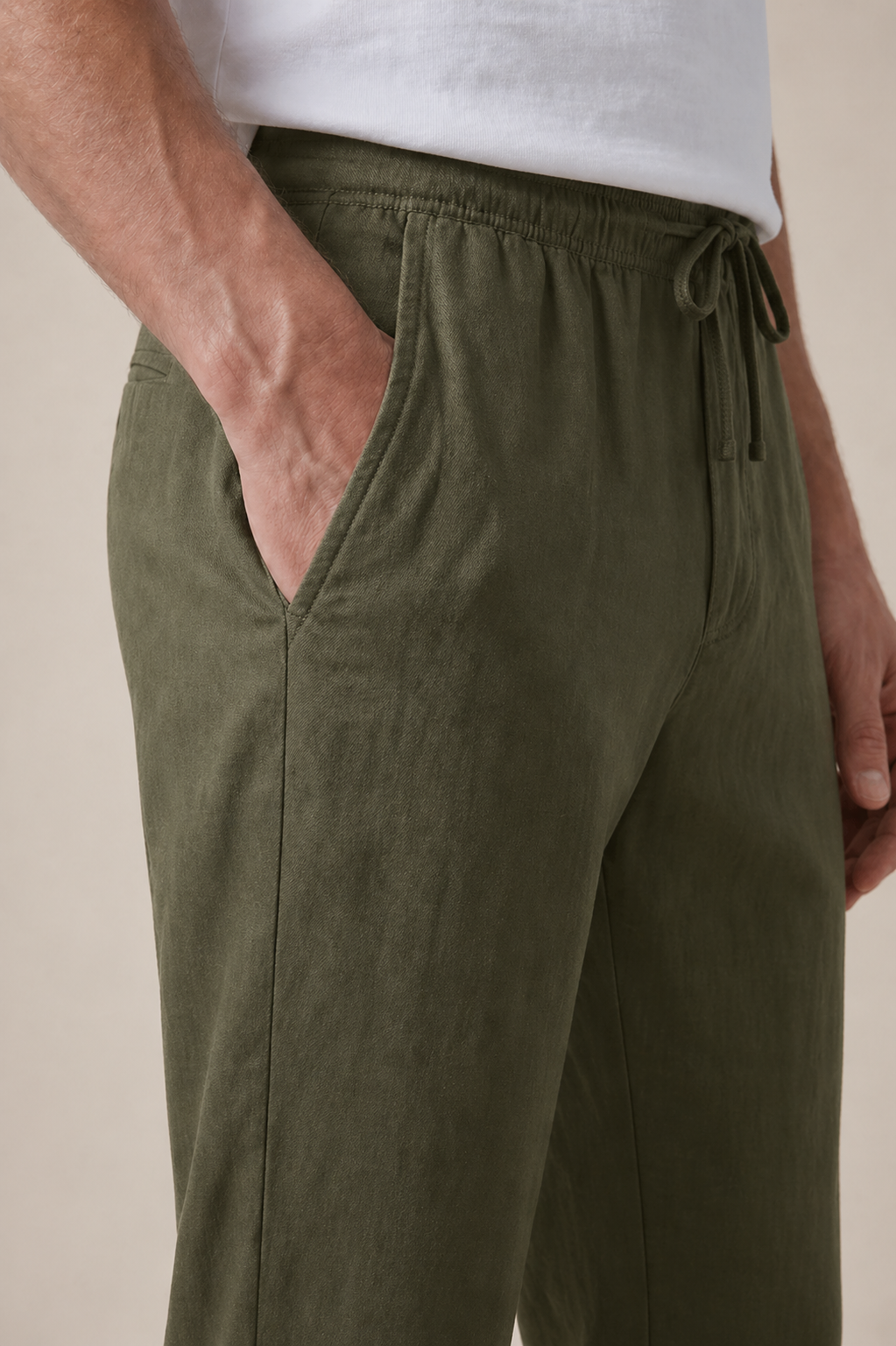 Bayside Bukser i Linned Olive