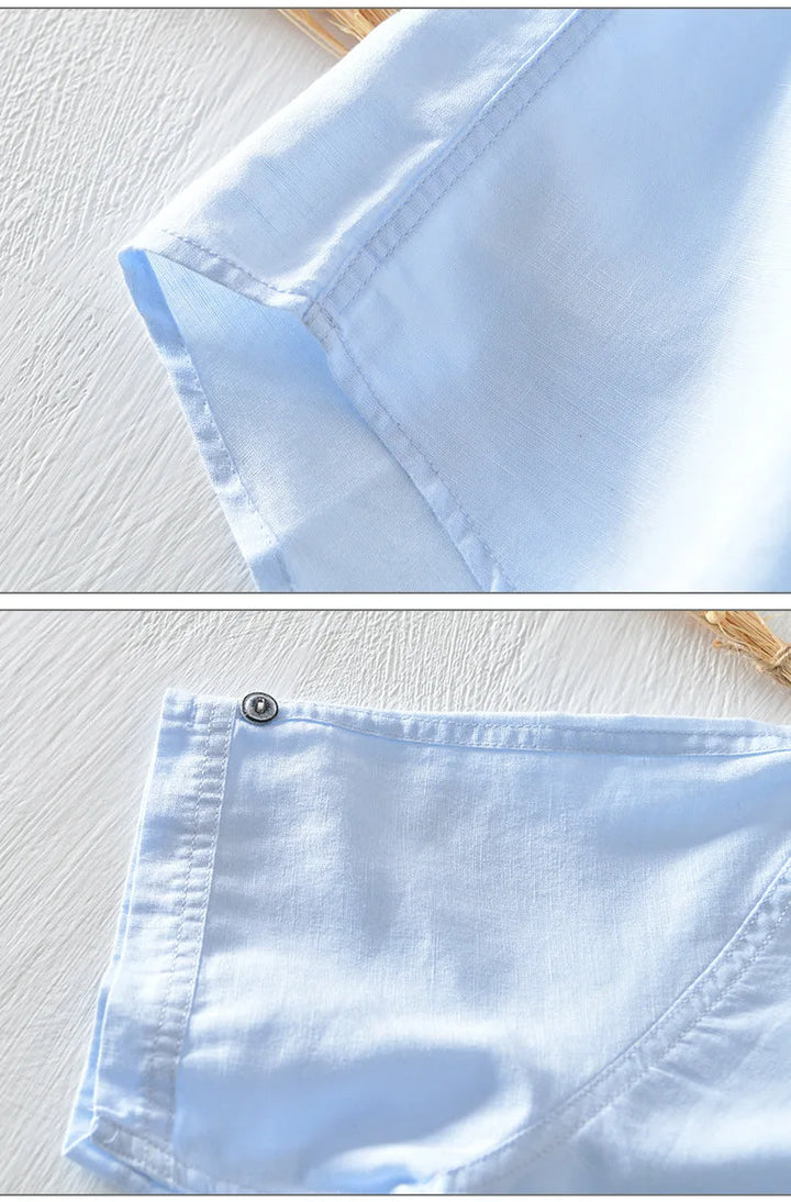 Kortærmet Bomulds- og Linnedskjorte