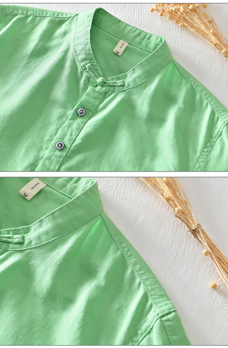 Kortærmet Bomulds- og Linnedskjorte