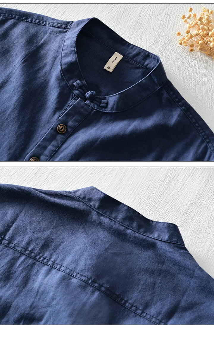 Kortærmet Bomulds- og Linnedskjorte