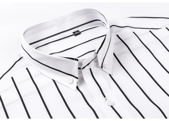 Elegant Stribet Bomulds Skjorte