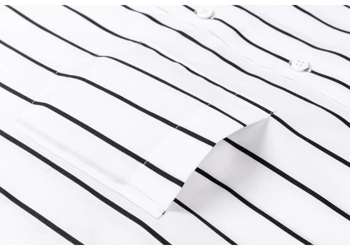 Elegant Stribet Bomulds Skjorte