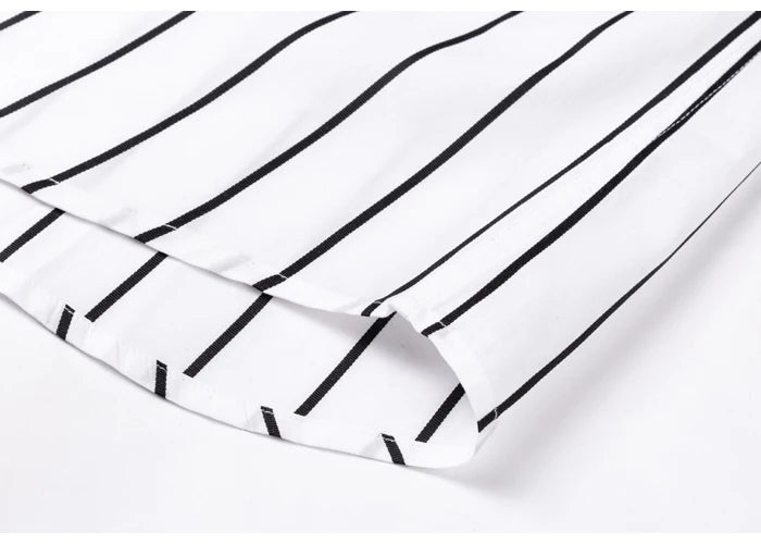 Elegant Stribet Bomulds Skjorte