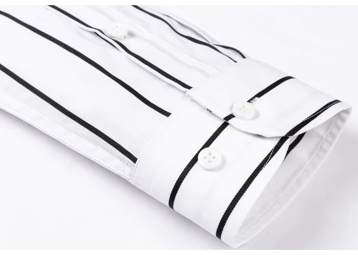 Elegant Stribet Bomulds Skjorte