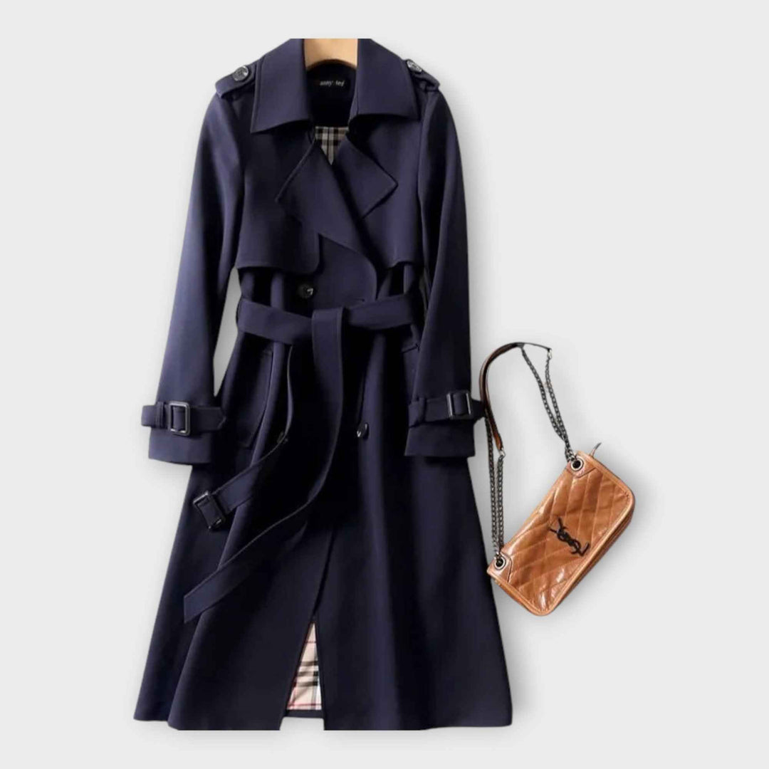 Klassisk Lang Trench Coat med Bælte
