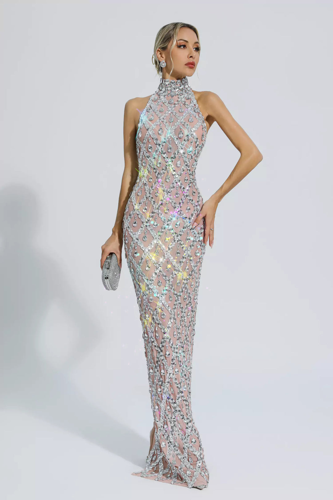 Cate Silver Diamond Maxi Dress