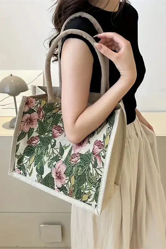 Jute Taske Taila med Blomsterprint og Økologisk Design
