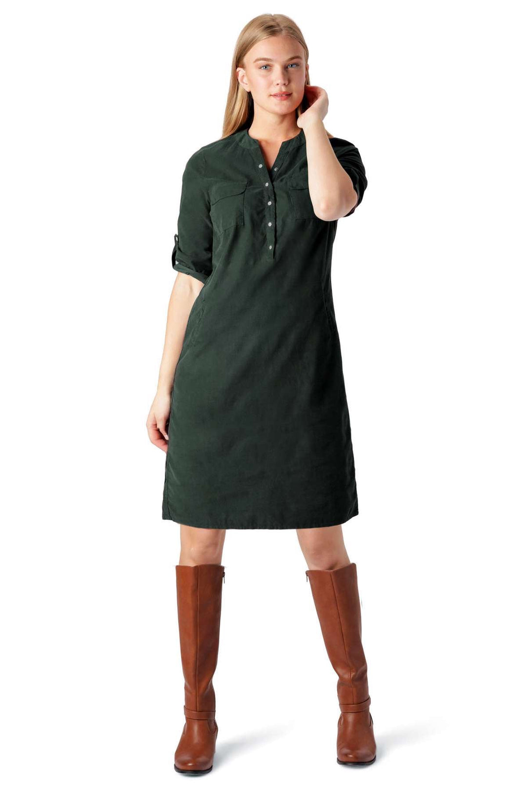 ELLA DRESS i grøn babyfløjl