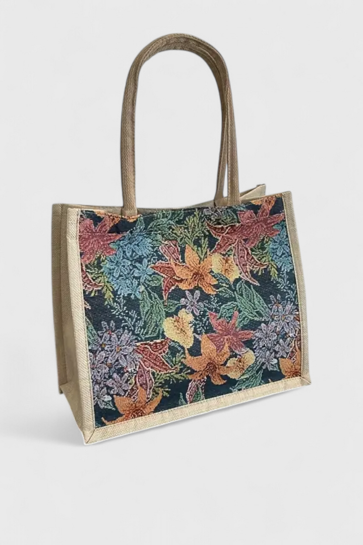 Jute Taske Taila med Blomsterprint og Økologisk Design