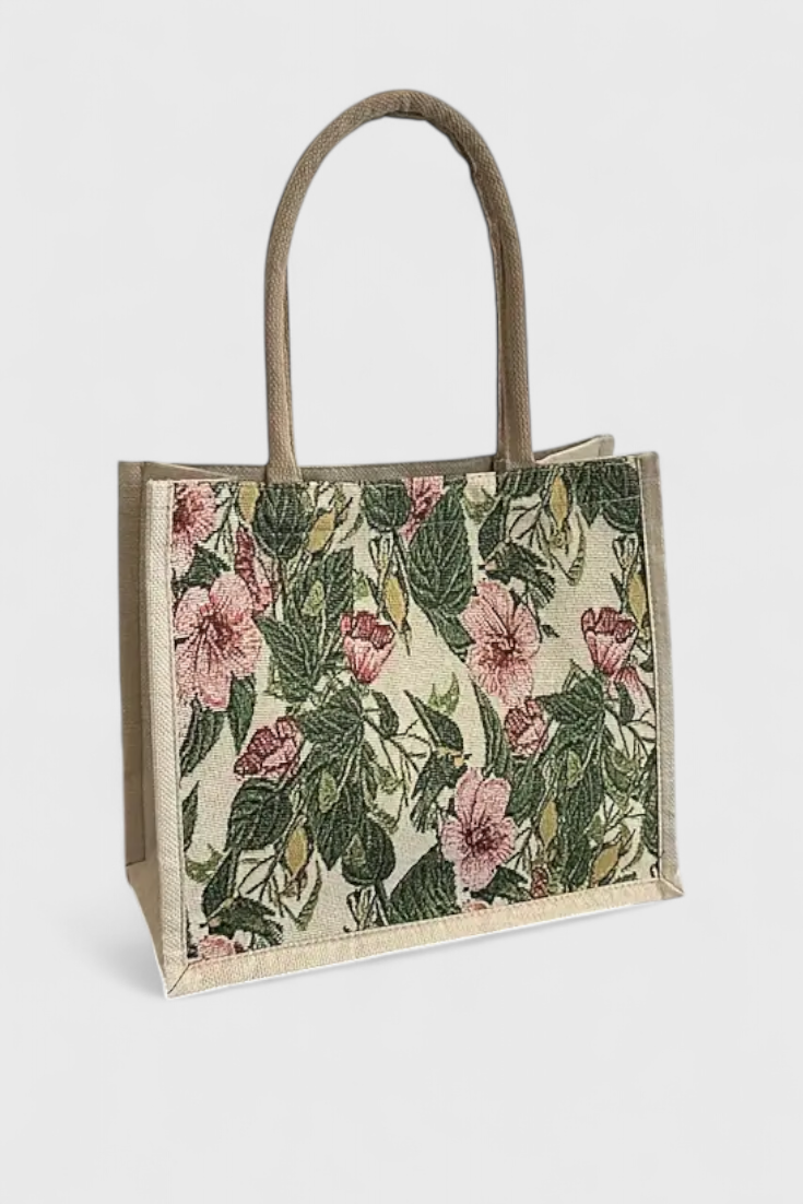 Jute Taske Taila med Blomsterprint og Økologisk Design