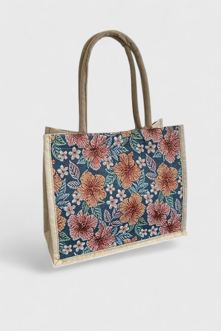 Jute Taske Taila med Blomsterprint og Økologisk Design