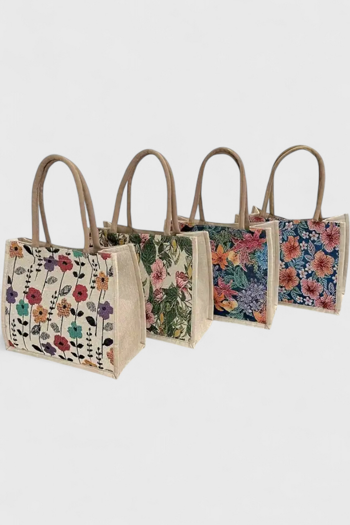 Jute Taske Taila med Blomsterprint og Økologisk Design