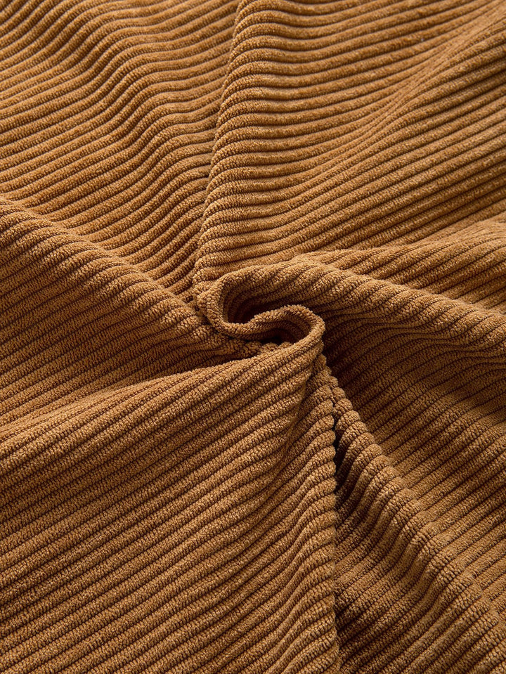 Relax Fit Colorblock Corduroy Hooded Shirt
