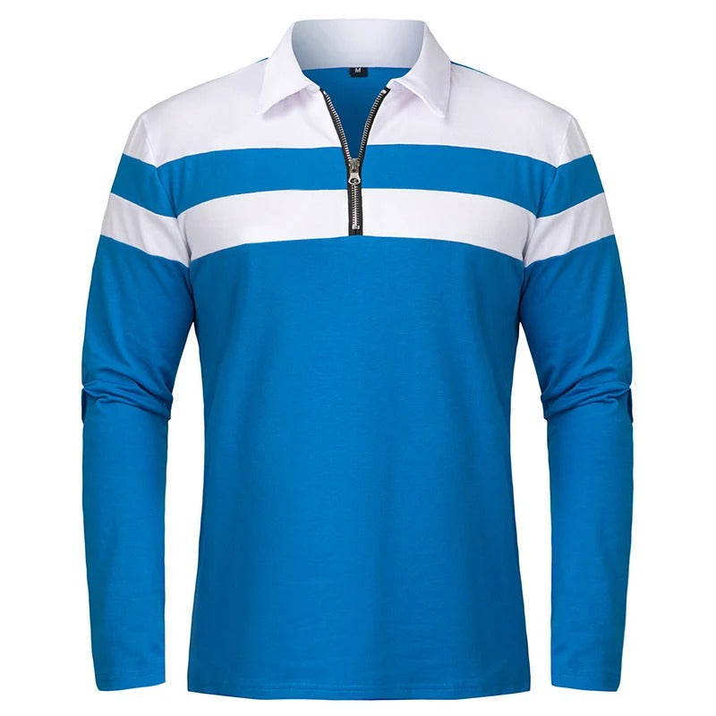 Elegant Stribet Zip Sweater