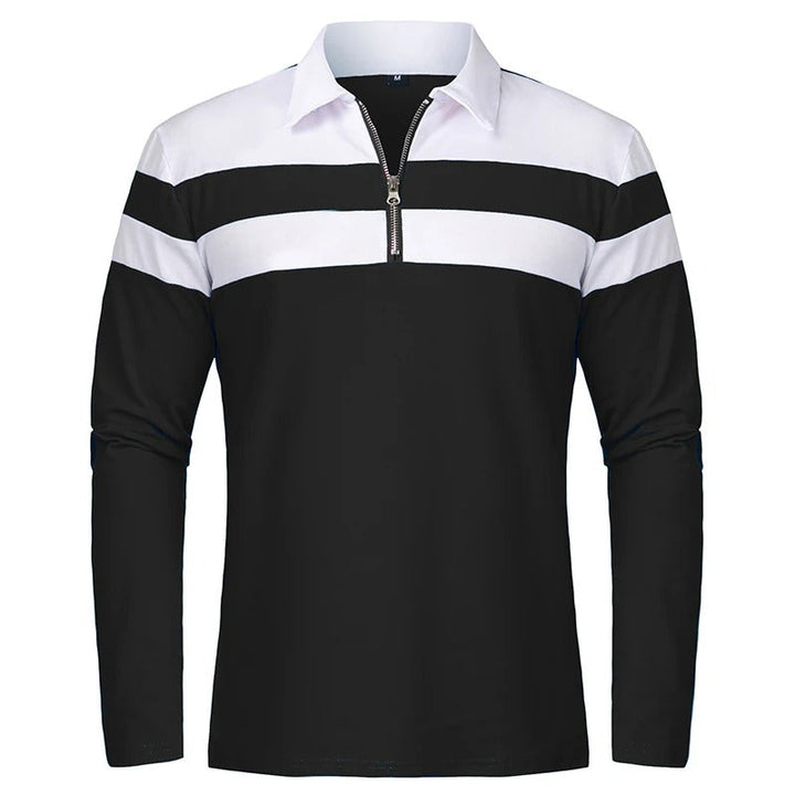 Elegant Stribet Zip Sweater