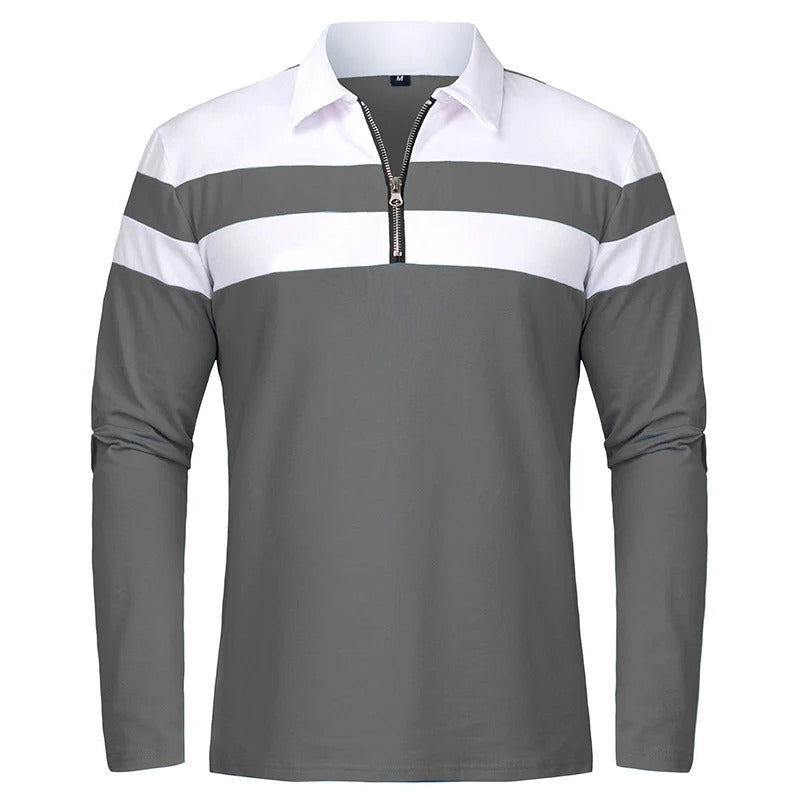 Elegant Stribet Zip Sweater