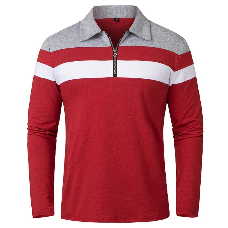 Elegant Stribet Zip Sweater
