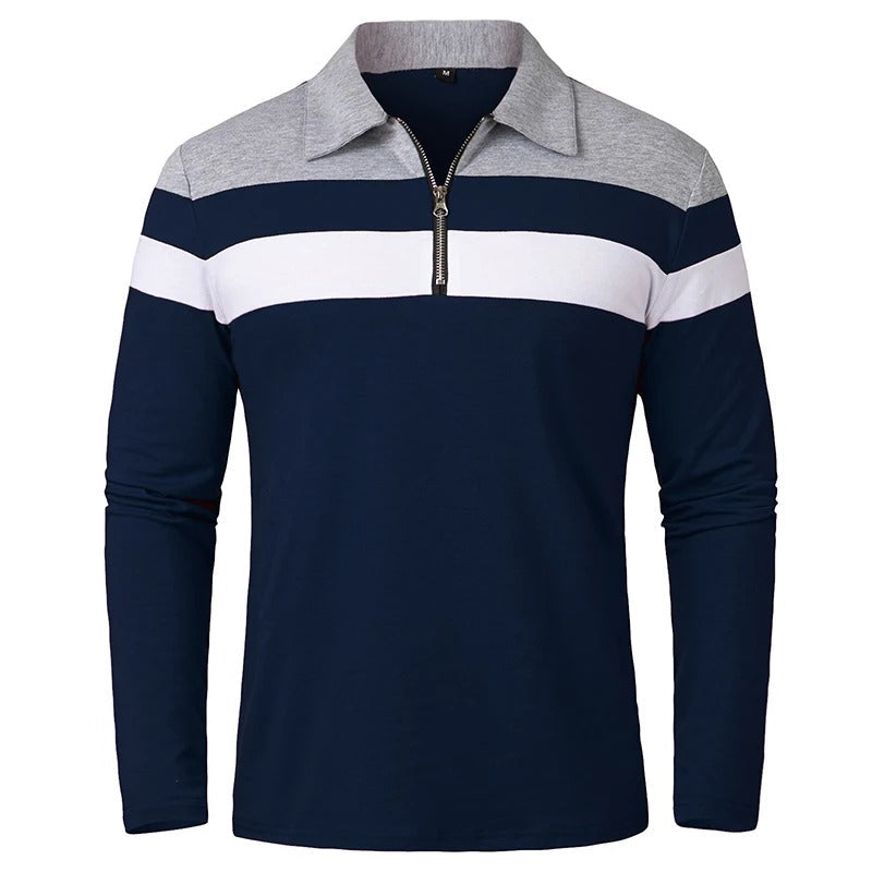 Elegant Stribet Zip Sweater