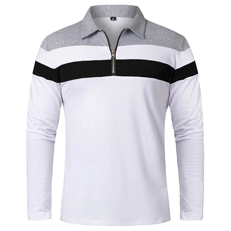 Elegant Stribet Zip Sweater