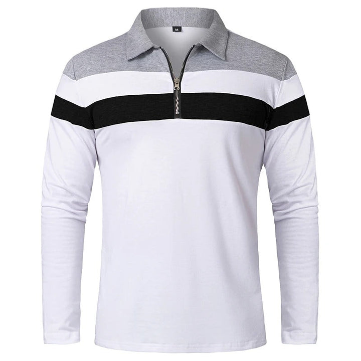 Elegant Stribet Zip Sweater
