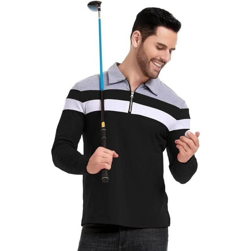 Elegant Stribet Zip Sweater