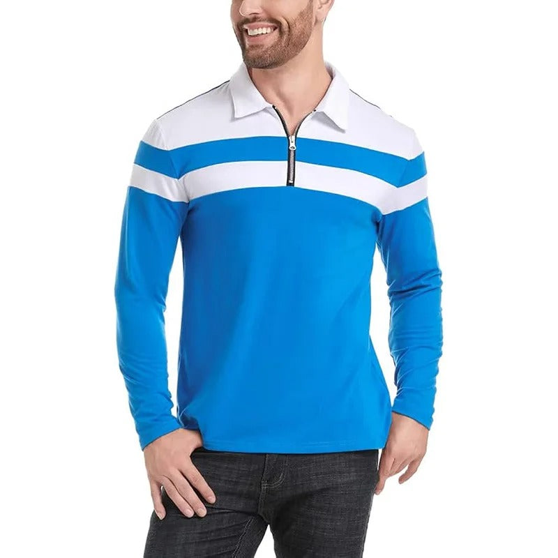 Elegant Stribet Zip Sweater