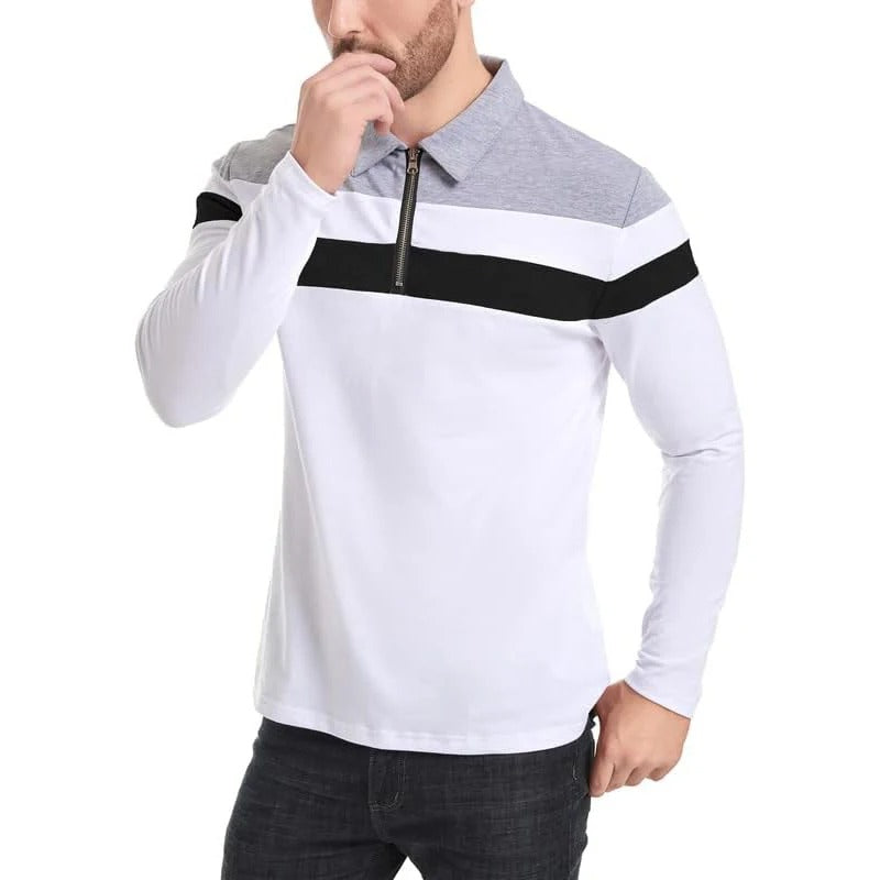 Elegant Stribet Zip Sweater