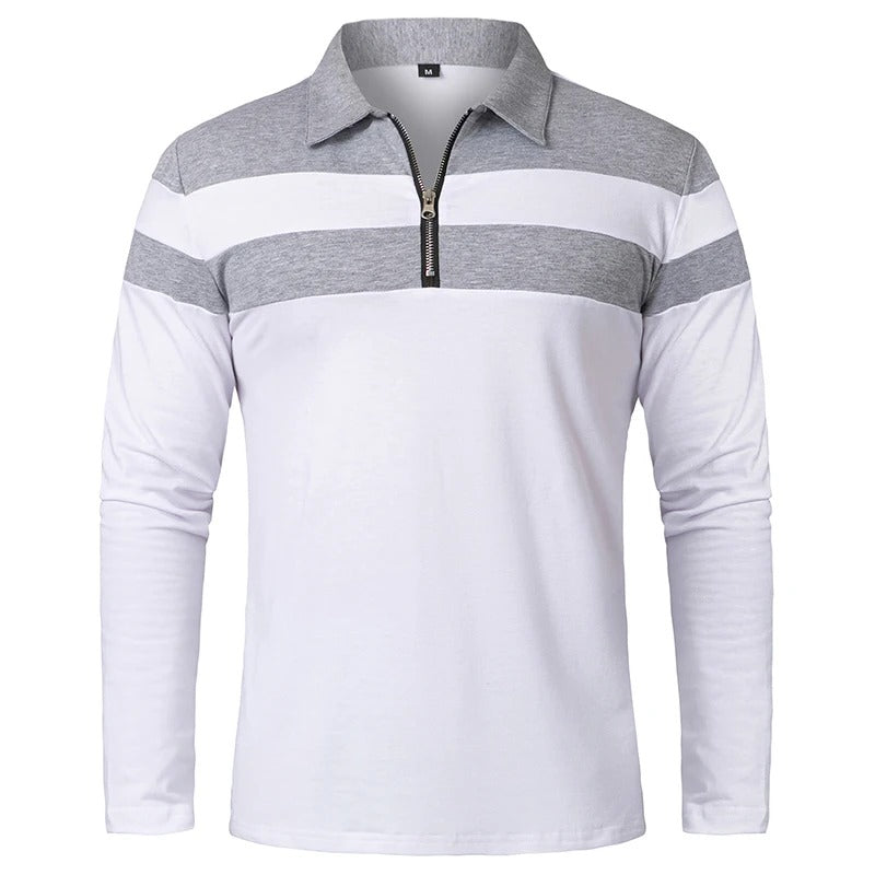 Elegant Stribet Zip Sweater