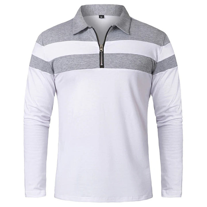 Elegant Stribet Zip Sweater